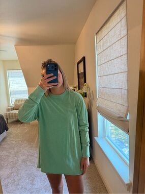 aerie Mint Green Long Sleeve Crewneck Top